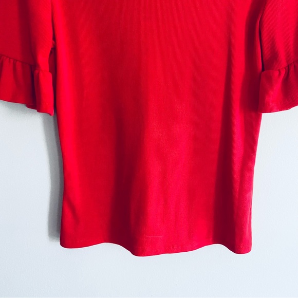 SHEIN Women's Red Short Bell Sleeve Mock Turtle Neck Shirt Top Size Large - Picture 9 of 10